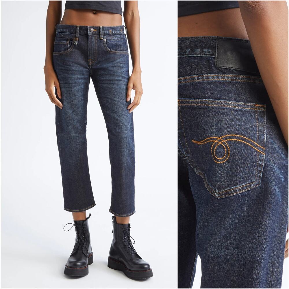 R13 Women's Boy Straight Denim Jeans in Avery Indigo size 30